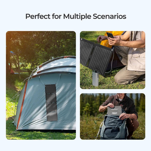 Ultra Light 30W Portable Solar Panel Charger With USB C And USB A Ports For Fast Charging On The Go IP67 Weatherproof