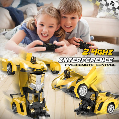 Children playing with Transforming Remote Control Car For Kids 4 To 8, 2.4GHz RC Toy Car For Boys 4 To 7, Converts To Robot