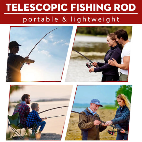 Travel Ready High Carbon Fiber Telescopic Fishing Rod And 12 Plus 1 Full Metal Spinning Reel Combo X Warp pattern in use by anglers