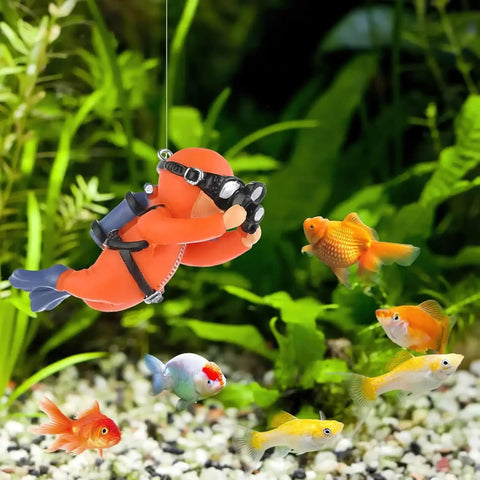 Floating Diver Camera Aquarium Decoration Two Pack With Totally Cute Floating Device Balls For Creative Fish Tanks.