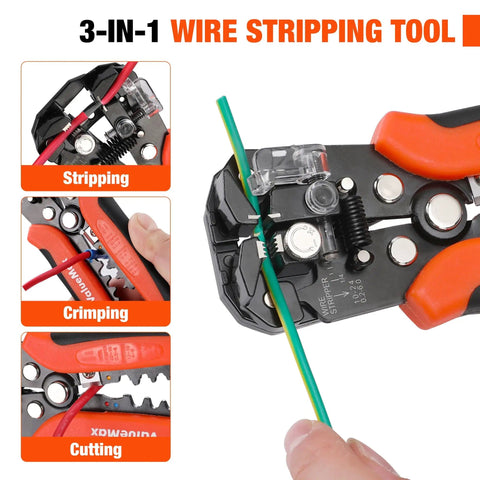 All In One Wire Stripper Tool Kit With 266 Pieces Self Adjusting 8 Inch Automatic Wire Stripping Tool For AWG 10-24