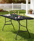 6Ft Folding Table With Built In Handle And Steel Legs Heavy Duty Portable Workhorse Party Table For Indoor Outdoor Dining
