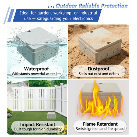 IP66 Waterproof Junction Box For Outdoor And Indoor Electronics, Dustproof ABS Project Enclosure, 4.2 X 4.2 X 2.3 Inch, Tough As Nails Weatherproof Electrical Box For Wiring And Gear, 200 Pack waterproof and dustproof outdoor use
