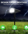 Bright Solar Spotlight Set For Outdoors Waterproof Yard Lights Auto On Off All Night Cold White 6 Pack IP65 ABS Plastic