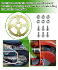 60T 6 Hole Sprocket For 420 Chain Heavy Duty Rear Gear Fits 40 And 41 Chain Sizes For Mini Bikes Includes Six Mounting Screws Compatible With CT100U CC100X DB30 MBX10 MMB80 Mega Moto And More, sprocket and screws, with detail images on bike