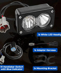 Upgraded Headlight Kit For Sur Ron Segway X260 And Talaria Sting R MX4 With Plug And Play Installation components displayed