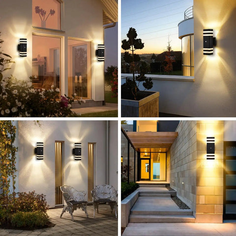 Dusk To Dawn Outdoor Wall Lights 2 Pack Up And Down Exterior Porch Lights For House 3000K Warm White Waterproof Outdoor Lighting Fixtures For Porch And Patio