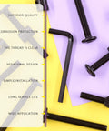 Black M6x50mm Crib Hardware Screws with Barrel Nuts and Allen Wrench Pack of 25 for Furniture Cots Highlighted Features