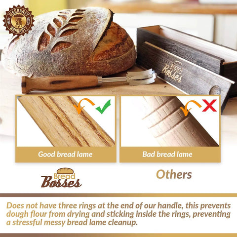 Straight Fire Sourdough Lame Scoring Blade Next Level Dough Cutting Knife For Artisan Bread Making with zebrawood handle.