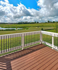 Outdoor deck with Durable Iron Deck Balusters 32.25 Inch Black Spindles, 26 Pack With Screws For Outdoor Deck Stairs And Porch Railing.