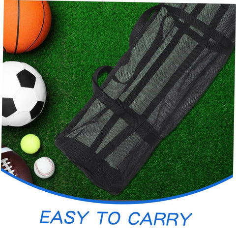 Large Mesh Sports Bag With Dual Straps For Comfortable Carrying For Gym Scuba And Outdoor Activities, balls next to bag