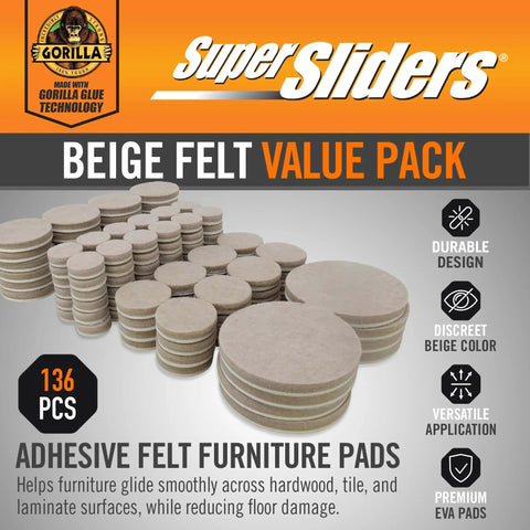 Assorted Felt Furniture Sliders For Hardwood Tile And Laminate Floors With Quiet Glide And Noise Reduction Adhesive Pads display