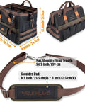 32 Pocket Waxed Canvas Tool Bag With Heavy Duty Build For Electricians And HVAC Pros, 16 Inch Tool Carrier, adjustable strap
