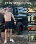 Man using Nano 3 Portable Propane Water Heater With Pump Kit For Camping And RVs Ultra Compact And Lightweight Get Hot Water In A Snap