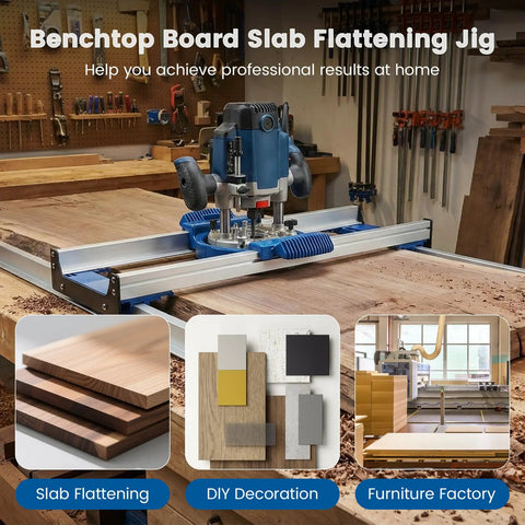 Pro Grade Slab Flattening Router Sled For Woodworking, Easy Setup Slab Jig That Fits Most Routers, DIY Router Sled For Wooden Slabs