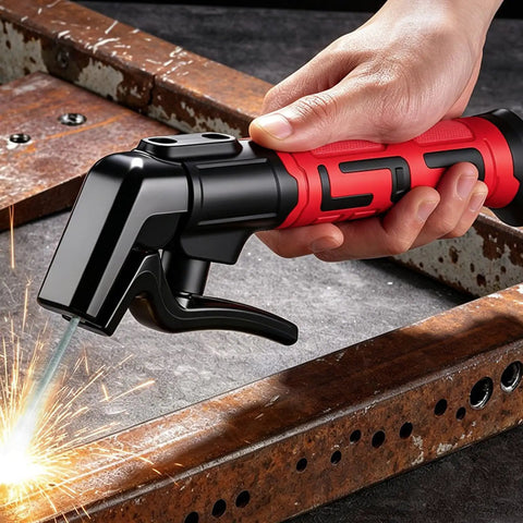 Person using Bent Head Welding Electrode Holder With Copper Jaw And Anti Slip Grip for precise metal repair and fabrication