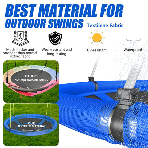 Heavy Duty 43 Inch Disc Swing For Backyard With 600Lb Weight Capacity And Carabiners, Textilene fabric material close-up