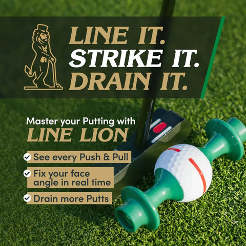 Line It product with golf club and ball, Putting Trainer Alignment Gate That Reveals Push Pull And Face Angle For Start Line And Roll Consistency