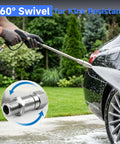 Pressure Washer Swivel Fitting Three Eighth Inch NPT 360 Degree Joint Kink Resistant Reduces Hose Stress For Smooth Water Flow And Easy Maneuvering For Smooth Operation And Long Lasting Durability on car wash wand