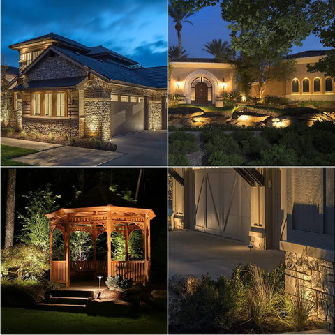 Outdoor spaces lit by 18W Low Voltage LED Landscape Flood Light With Adjustable Wall Spotlight Waterproof Outdoor Lighting