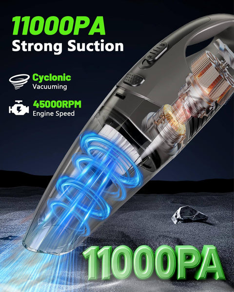 Cordless Handheld Vacuum Cleaner With 11KPa Strong Suction And Up To 25 Minutes Runtime, Brushless Motor, Rechargeable Car Vacuum, Dual HEPA Filters, Lightweight With Multi Tool Attachments For Quick Cleanups At Home, In The Car, Or In The Office