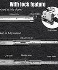 Heavy Duty Locking Drawer Slides 22 Inch One Pair Full Extension with Lock 250 Lb Capacity Side Mount Ball Bearing Rails