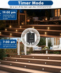 Recessed Deck Stair Lighting Kit With Timer Sensor And Photocell Dimmable 12V Low Voltage LED Step Lights in timer mode on steps