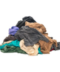 Recycled Multicolored T Shirt Cloth Rags Bundle, 50 Pound All Purpose Cleaning Rags For Paint Spills, Dusting, Staining, Polishing, And General Cleanup Today piled on white background.