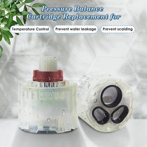 Pressure Balance Shower Cartridge Replacement For R110 R115 Control Valves with water droplets, DIY Friendly Fit
