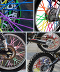 180 Pcs Spoke Covers Set For Bikes And Dirt Bikes, 10 Color Variety, Durable Plastic Rim Wraps, colorful wheels close-up