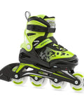 Kids Adjustable Inline Skates With Light Up Wheels Four Size Range For Growing Feet Cushioned Support For Balance And Control Black And Green Fitness Style For Beginner To Intermediate Skaters