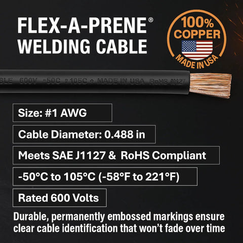 Pro Grade Heavy Duty Welding Lead Assembly With Dinse 35 To 70 Connector Number One AWG 100 Percent Copper Cable specs
