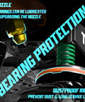 Smooth Operator 6 Inch Rubber Gate Wheels with gold nozzle for lubrication and dustproof ring for long service life.
