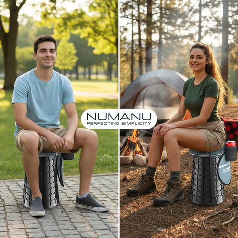 Heavy Duty XXL Collapsible Camping Stool With Cushioned Carry Bag 3 In 1, Adjustable Height outdoors with seated adults.