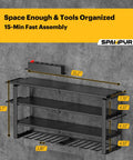 Heavy Duty Power Tool Organizer Wall Mount With 4 Tier Rack And 8 Drill Holders, Charging Station For Garage Workshop Storage