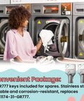 Woman using commercial washer with GR777 Tubular Key Set For Commercial Washers And Coin Op Machines, Replacement Parts