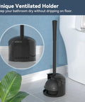 Heavy Duty Toilet Plunger With Wall Holder For Standard Bathroom Drains Extendable Rubber Cup Sink Tub Shower Clog Buster Rock Solid Plumbing Fix No Sweat Quick Drain Repair Tool Black Finish in ventilated holder.