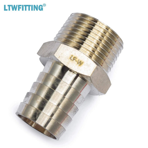 Heavy Duty No Lead Brass Barbed Fitting 1 Inch Hose Barb To 1 Inch Male NPT Pipe Thread showing detailed connector design.