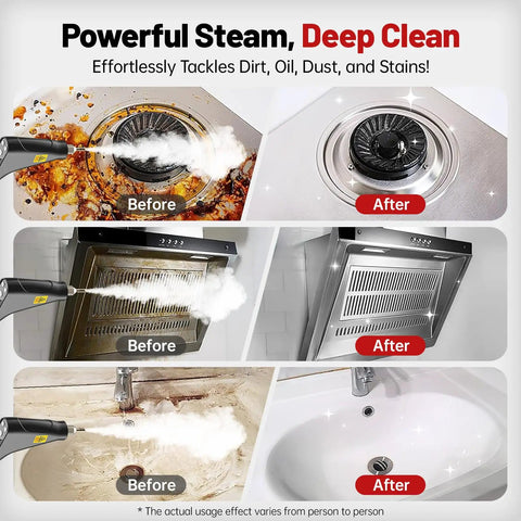 Heavy Duty Handheld Steam Cleaner Straight Up Game Changer For House And Garage With Six Adjustable Speeds Quick Heat Up Element produces intense thermal vapors cleaning kitchen surfaces.