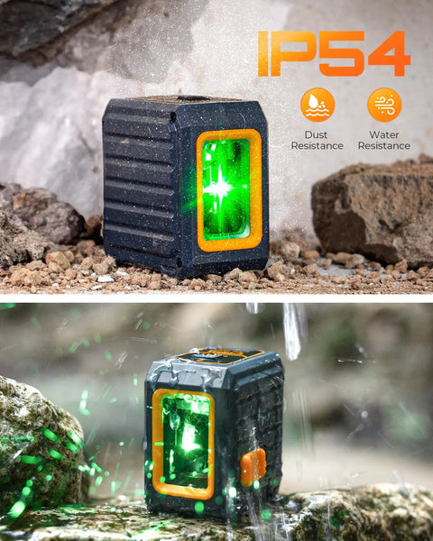 100 Foot Green Line Laser Level with Magnetic Bracket Self Leveling and Pulse Modes in dust and water resistant IP54 casing