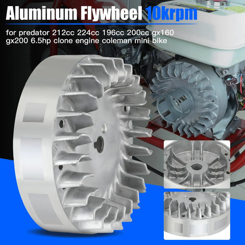 Beefed Up Aluminum Flywheel For Non Hemi Predator 212cc 224cc 196cc 200cc 208cc GX160 GX200 engines, close-up view