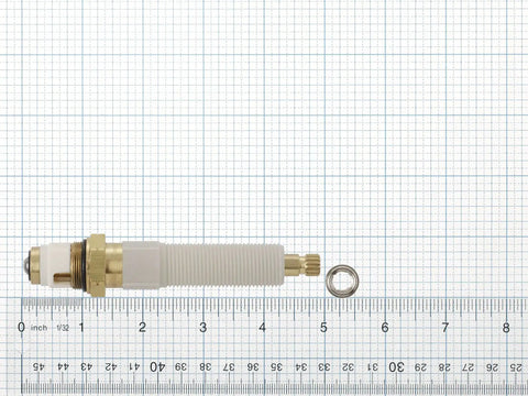 Water Diverter Replacement Kit For Shower And Tub Valves with seal on grid background with ruler for scale.