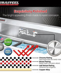 Diagram of Commercial Wall Mount Kitchen Sink Faucet With 8 Inch Center, 6 Inch Swivel Spout, chrome finish, corrosion resistance