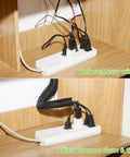 Before and after of messy wires organized with Split Wire Loom One Half Inch 50 Feet Braided Cable Sleeve, TV desk setup, black.