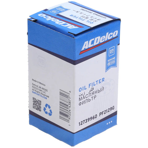 Box of PF2129G Oil Filter Kit For GM Vehicles With Easy Install And Premium Filtration visible with ACDelco branding