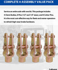 Four Pack Slack Adjuster Clevis Double Pin Kit With Straight Pins For Heavy Duty Air Brake Linkage Built To Last Five Eighths Inch By Eighteen Threaded Replaces R810019 CQ36541 E11430 A6809960540 Precision Dual Pin Geometry For Consistent Lever Action