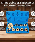 Top Shelf Brass Router Bushing Template Guide Set 11 Pieces For Quick Install Woodworking Accessories showcasing brass pieces in a blue case.