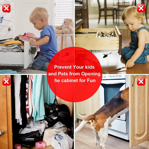 Prevent accidents with Ultra Thin Magnetic Cabinet Catches Set No Drill Self Adhesive for doors and drawers closed securely.
