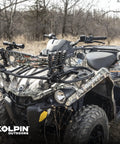 Rhino Grip XL Double Set Pair For ATV Gear Mounts on a camo ATV with crossbow, 360 degree rotating, tool free adjustable angles