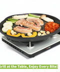 Korean BBQ Nonstick Grill Pan For KBBQ Lovers, Cast Aluminum Build, PFOA Free Coating with meat and vegetables cooking